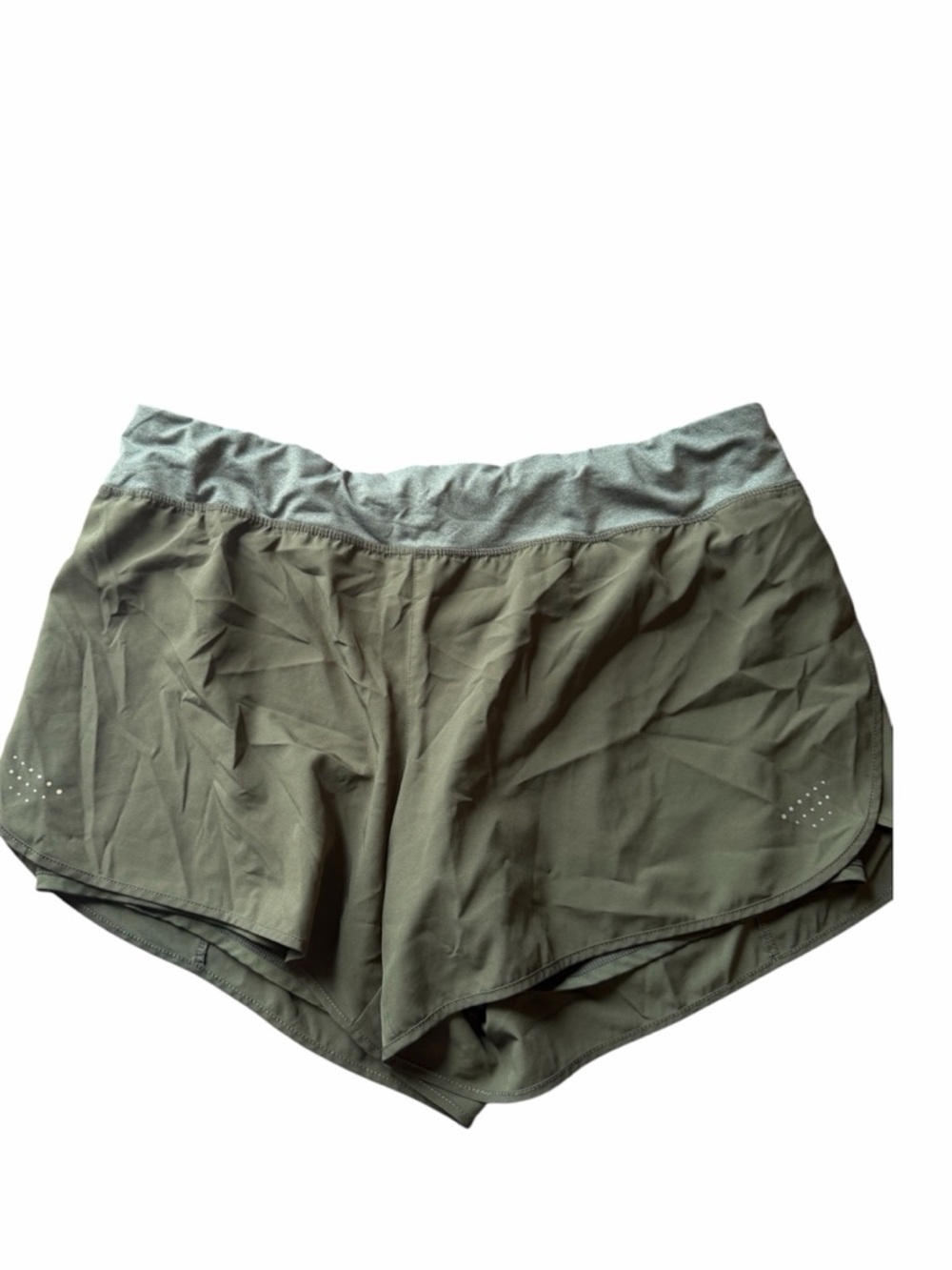 Athletic Works Olive Green Athletic Shorts with Gray Waistband